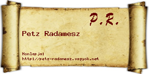 Petz Radamesz névjegykártya